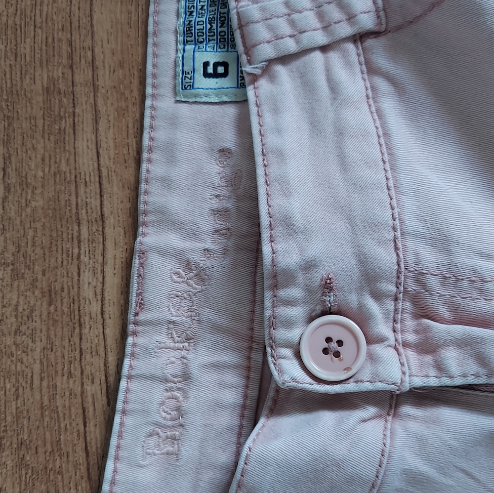 Pale pink denim capri
